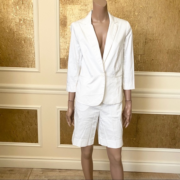 white shorts and blazer set